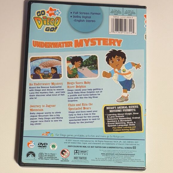 Go Diego Go Underwater Mystery DVD RARE NICK JR 2007 Children’s TV Shows - Picture 2 of 3
